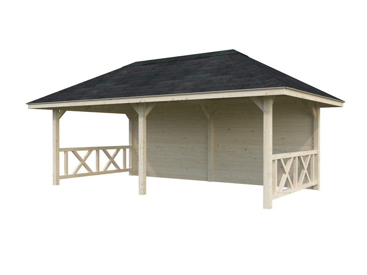 Bianca 108 (6x3m | 16.6m2) Double Gazebo With Solid Back Wall