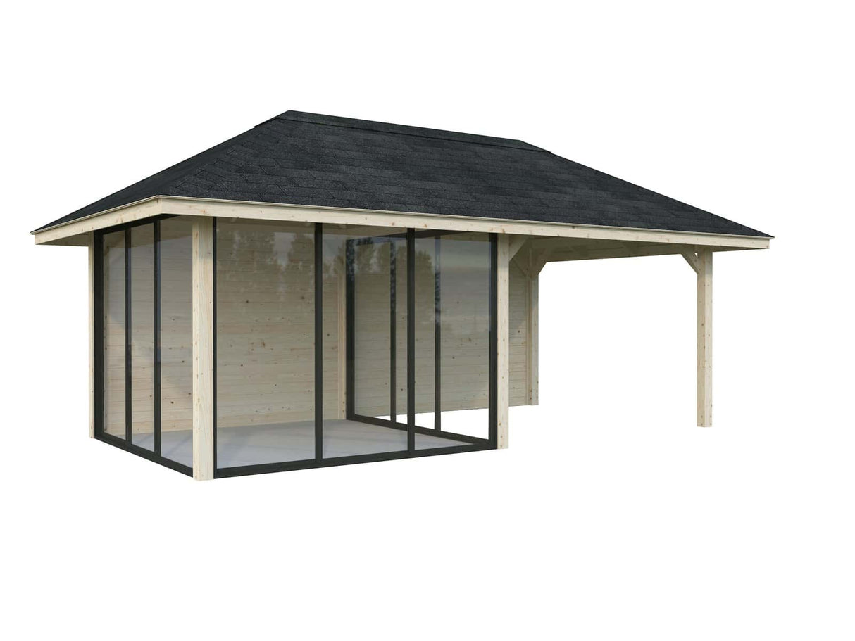 Bianca 206/506 (6x3m | 16.6m2) Garden Room With Three Sliding Glass Walls and Canopy (Double Glazing Available)