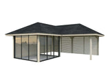 Bianca 211/511 (6x6m | 24.9m2) Corner Summer House With Sliding Doors And Louvre Walls (Double Glazing Available) - Palmako UK
