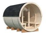 Anita L (2.2x2.9m | 1.6+0.7m2 | 42mm) Timber Garden Barrel Sauna with Glass wall - Palmako UK