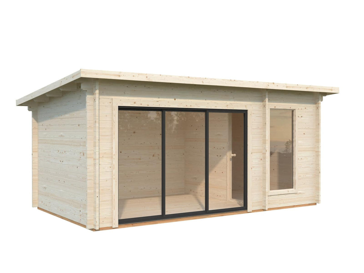 Sanna Sauna XL (5.2x2.9m | 12.8m2 | 44mm) Modern Double Glazed Sauna & Garden Room with Sliding Doors
