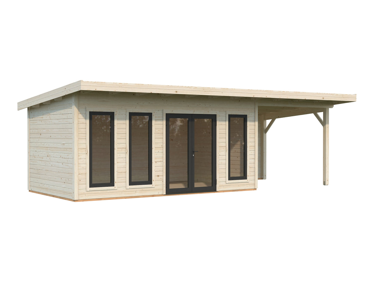 Aurelia L+ (8,3x3m|15,2+7,9m2|44mm ) Spacious Modern Garden room with Canopy