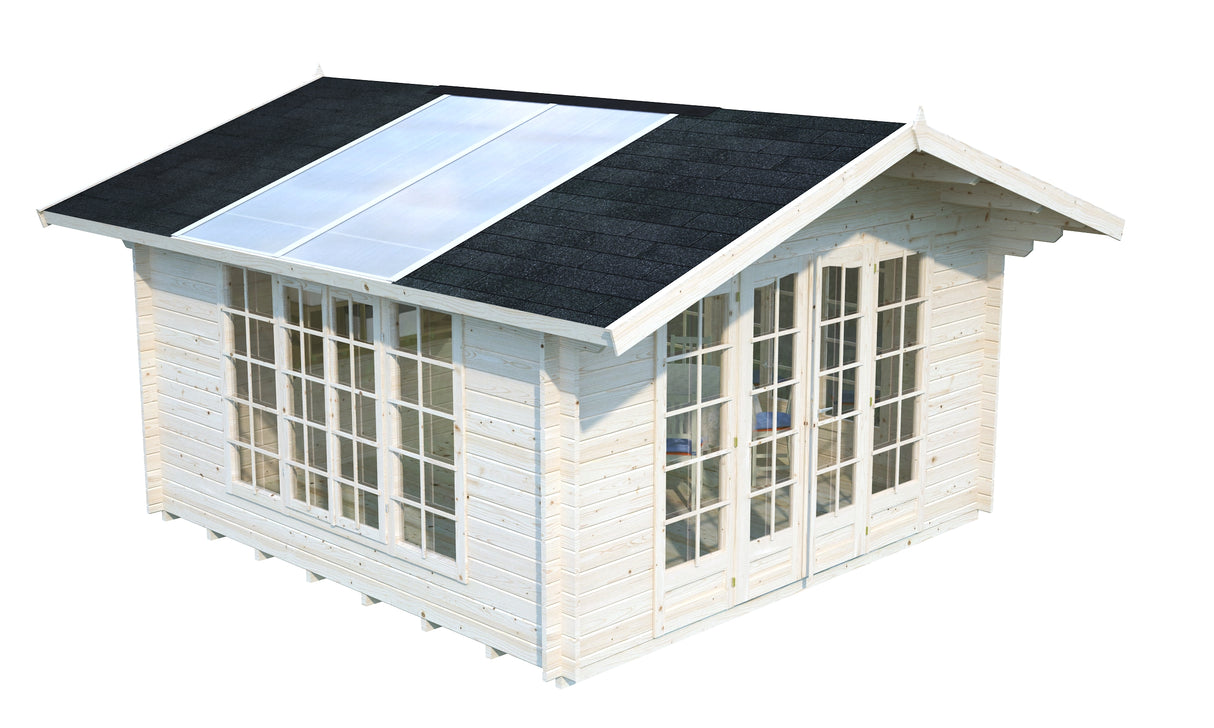 Irene (4x4m | 13.9m2 | 34mm) Bright Summer House with Translucent Roof Panels