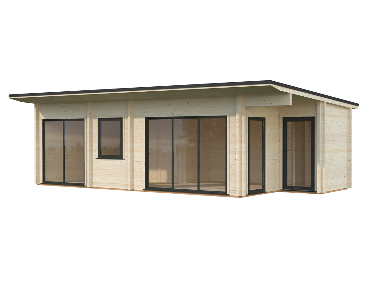 Cecilia XXL (9,1x4,4m | 32m2 | 70mm) Spacious 3-Room Modern Log Cottage with Aluminium Doors and Windows