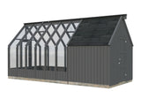 Emilia M+ (2,4x5,5m|8,2+4,0m2|18mm ) Greenhouse with Tool Shed - Painted Grey