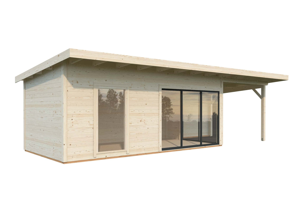 Andrea XL (9x3m | 17.1+7.9m2 | 44mm) Garden Room with Sliding Doors (Double Glazing Available)