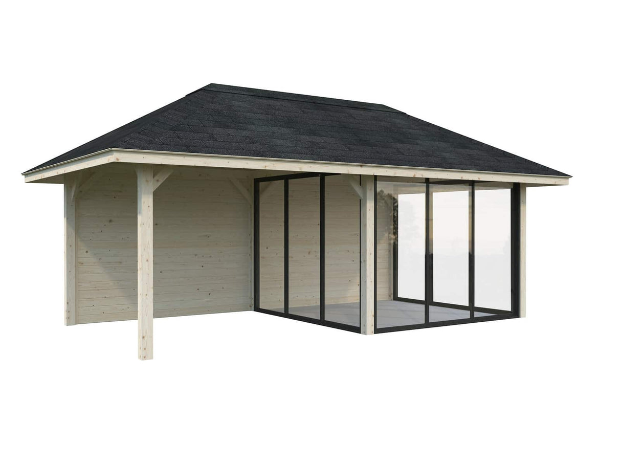 Bianca 206/506 (6x3m | 16.6m2) Garden Room With Three Sliding Glass Walls and Canopy (Double Glazing Available)