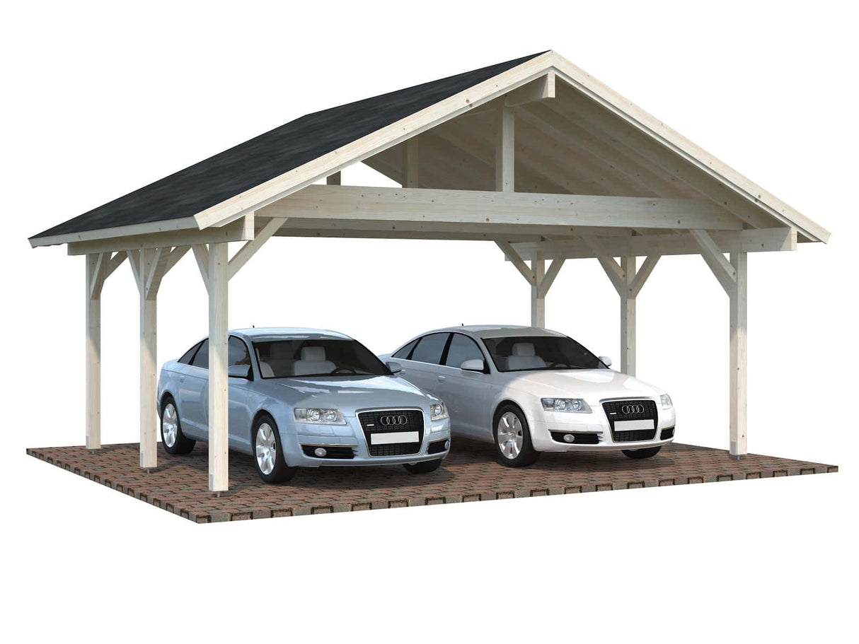 Robert M (5.6x3.7m | 20.6m2) Traditional Timber Carport for Two Cars