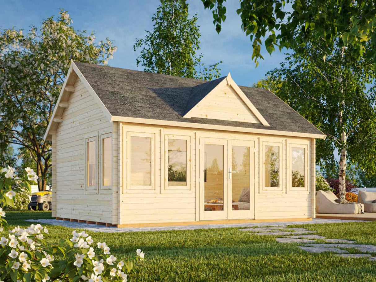 Claudia XL (5.5x4m | 19.4m2 | 44mm) Clockhouse Log Cabin