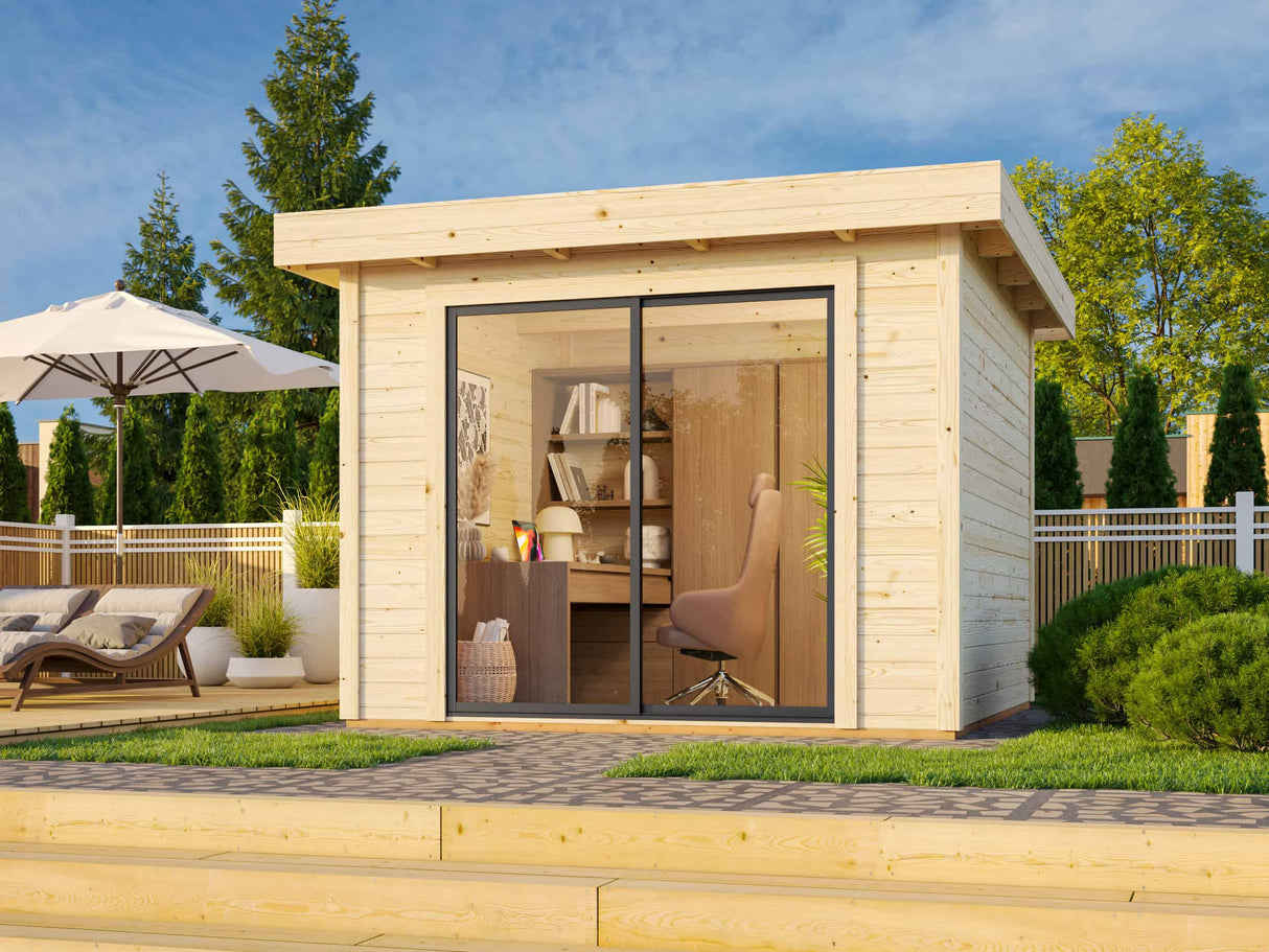 Lydia S (3x3m | 8m2 | 28mm) Compact Sliding Door Summer House with Endless possibilities - Guest Room, Home Gym or Summer Office