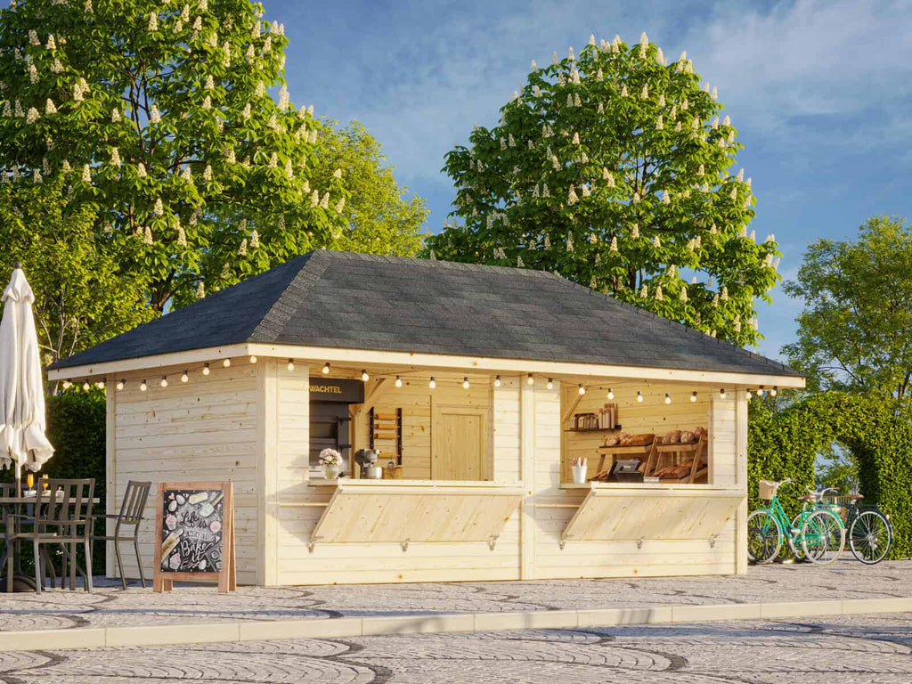 Bianca 111 (5.9x3m | 16.6m2) Double Kiosk With Two Hatches - Palmako UK