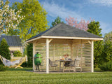 Bianca 102 (3x3m | 8.3m2) Corner Garden Gazebo With Louvre Walls - Palmako UK
