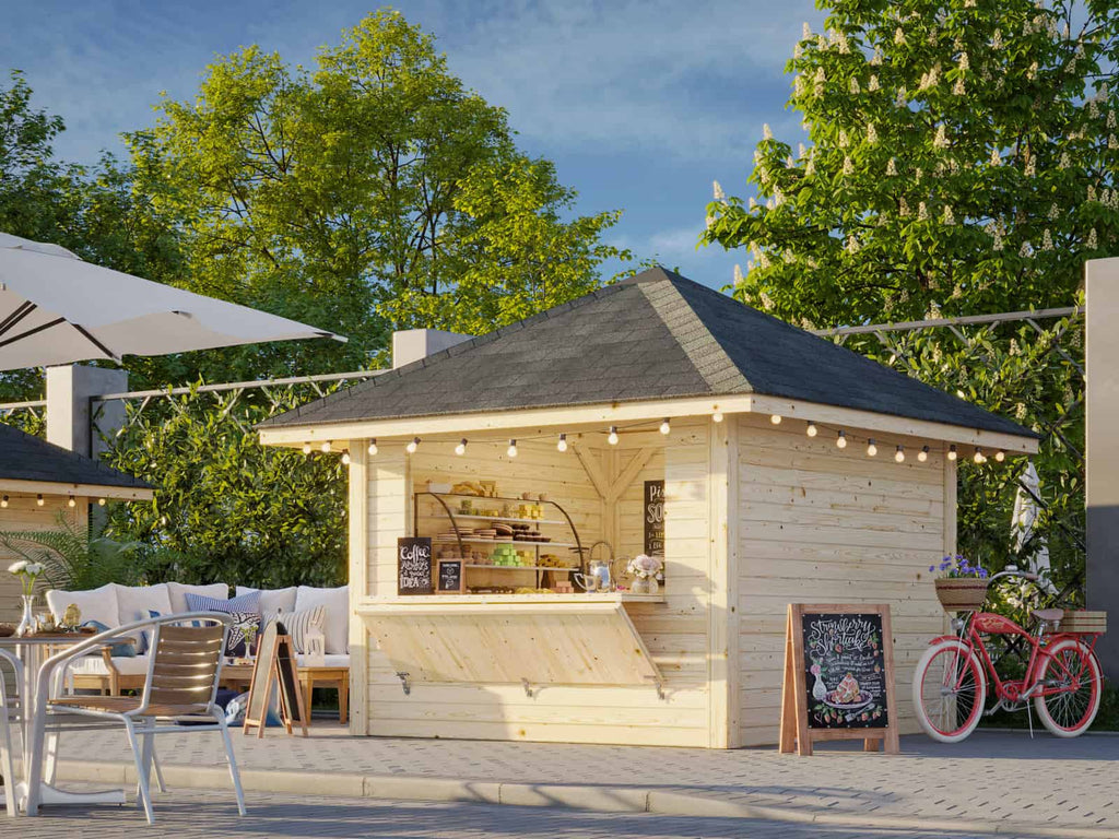 Bianca 104 (3x3m | 8.3m2) Kiosk With A Lockable Hatch - Palmako UK