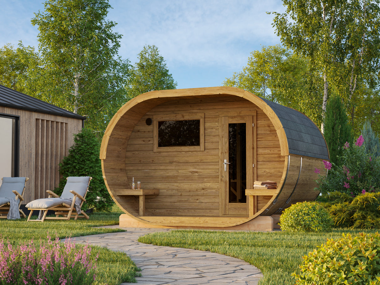 ANETTE Thermo (3,28x2,7m|3m2|42mm) Thermowood Oval Sauna