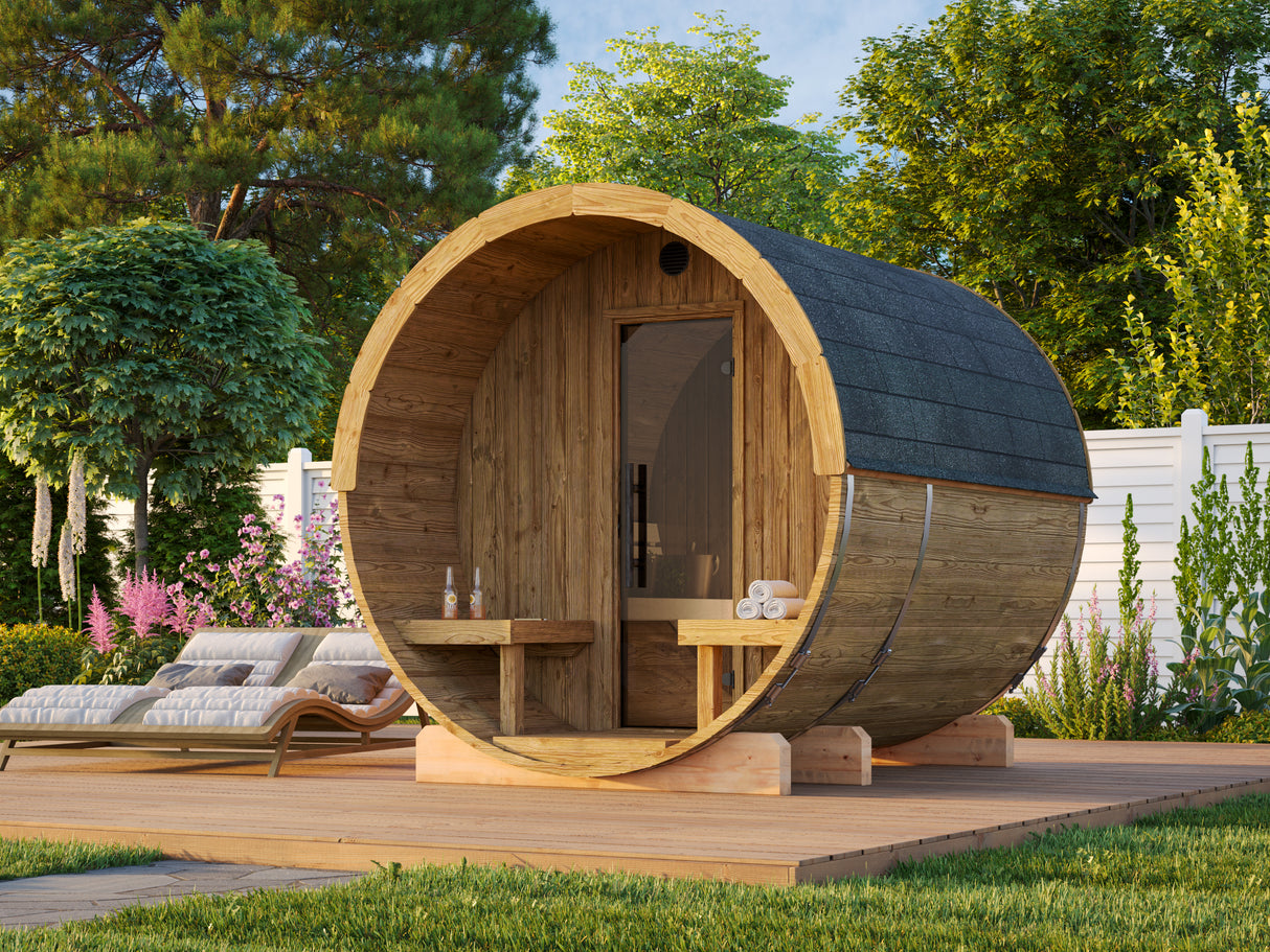 ANITA Thermo M (2,2x2,5m|1,3m2|42mm) Thermowood Barrel Sauna