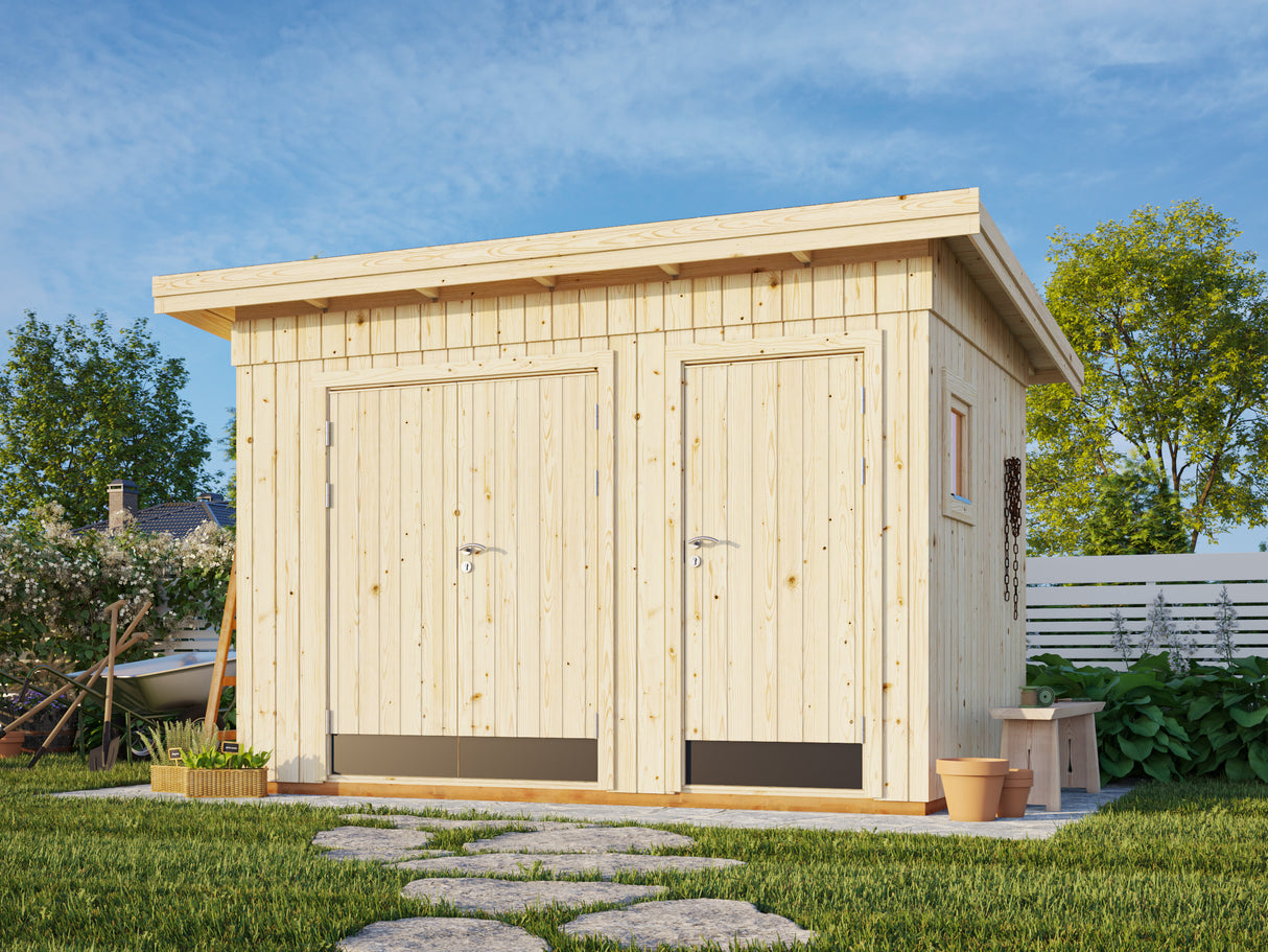 Kalle S (3.4x2.2m | 6.6m2) Modern Pent Storage Shed - Palmako UK