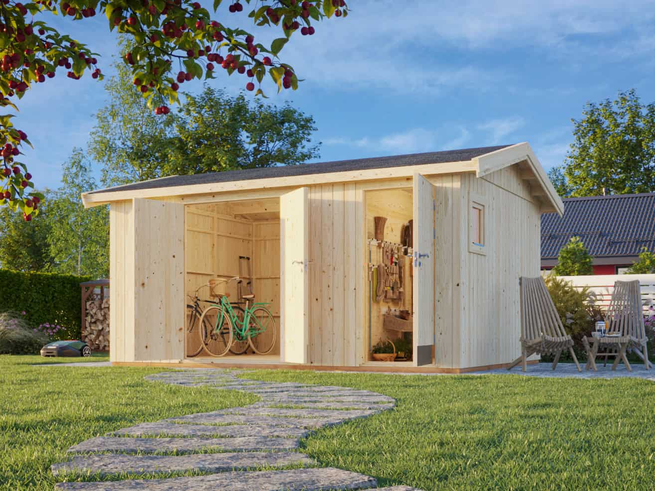 Olaf M (4.5x3.3m | 13.5m2) Modern Multi-Room Garden Shed