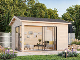 Amanda S (3,9x3m | 11,2m2 | 44mm) Modern Corner Summer House With Sliding Doors (Double Glazing Available) - Palmako UK