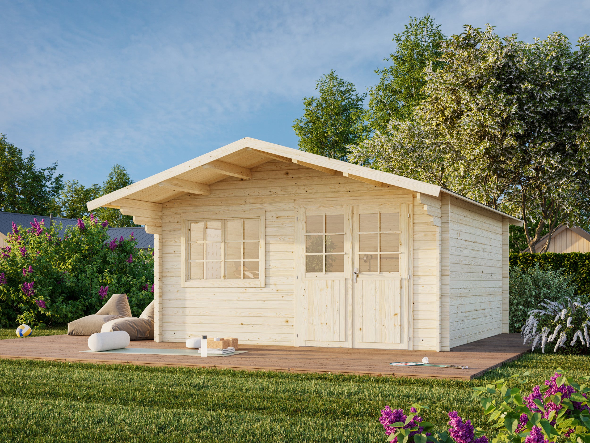 Britta M (4.5x4.5m | 17.5m2 | 40mm) Swiss Chalet Style Garden Log Cabi