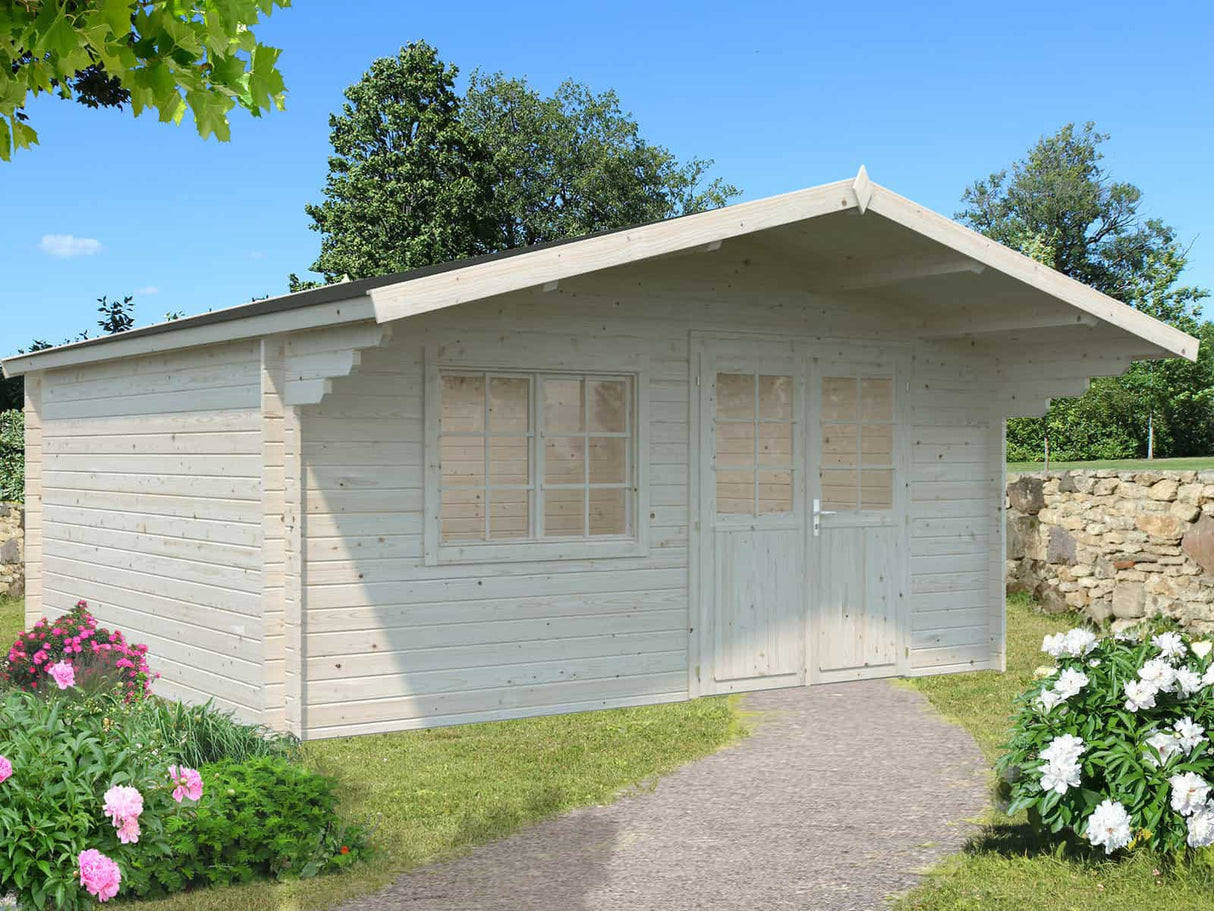 Britta L (5x4.5m | 19.7m2 | 40mm) Swiss Chalet Style Garden Log Cabin