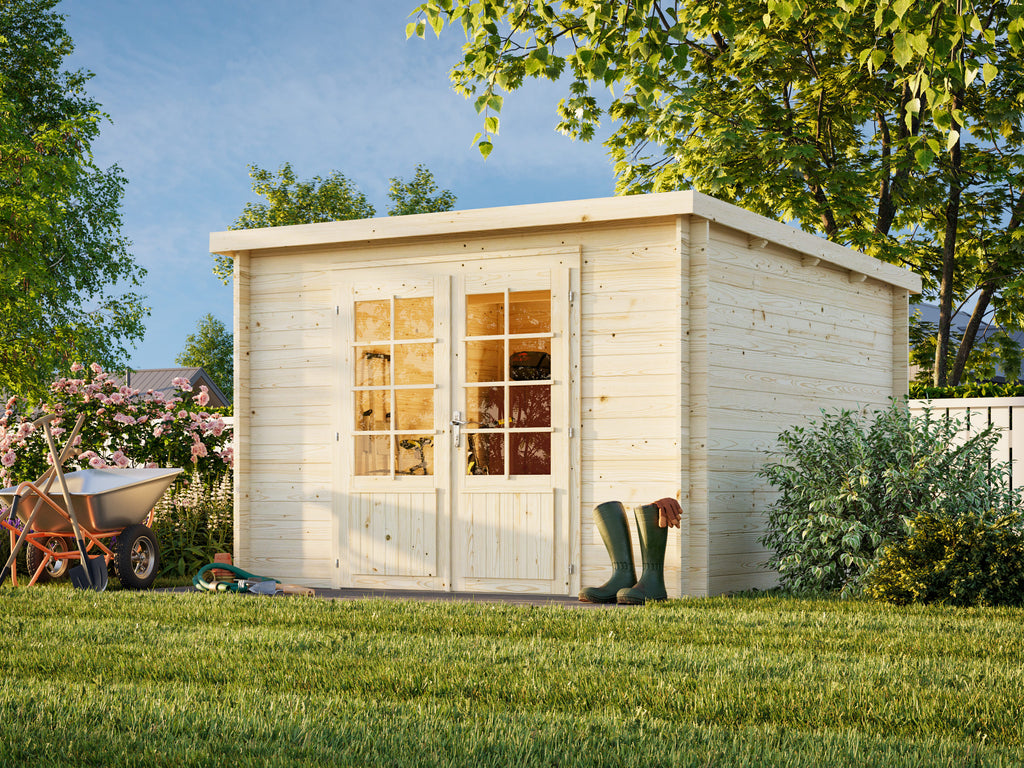 Ella (3.2x3.2m | 8.7m2 | 28mm) Pent Roof Garden House - Palmako UK