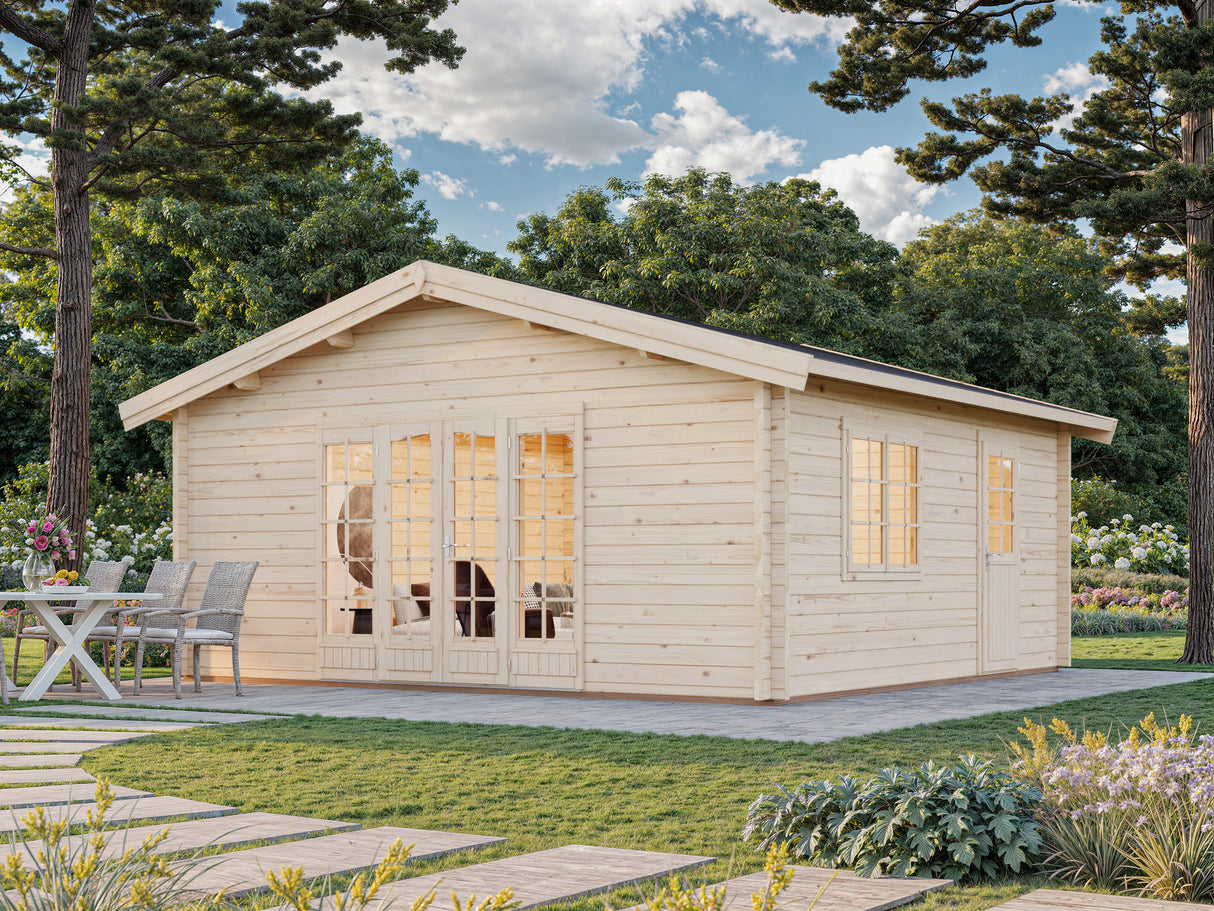 Irene XXL (5.6x5.6m | 27.7m2 | 70mm) Summer House Log Cabin - Palmako UK