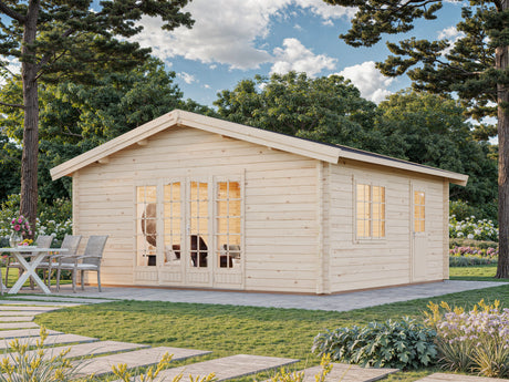 Irene XXL (5.6x5.6m | 27.7m2 | 70mm) Summer House Log Cabin - Palmako UK