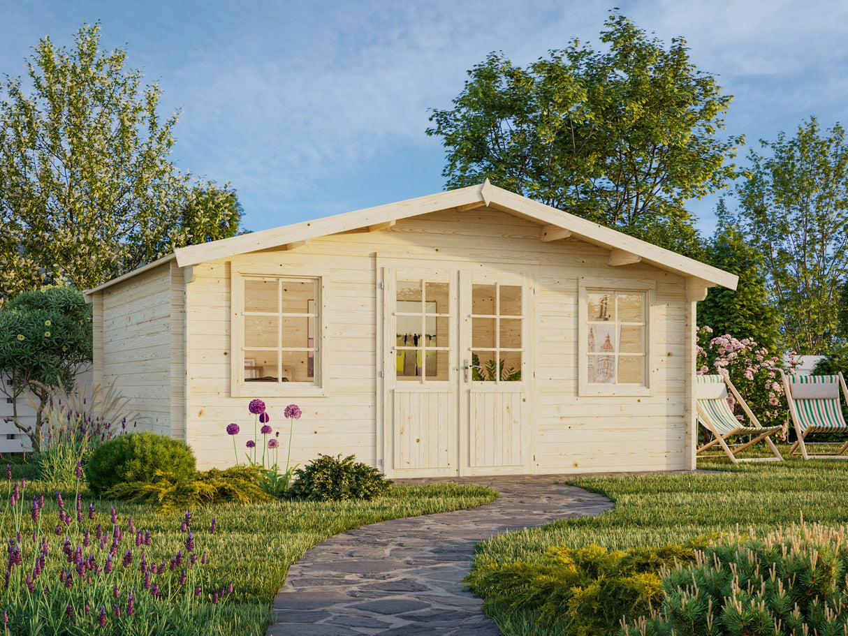Klara L (5x3.8m | 17.0m2 | 28mm) Under 2.5m Garden Log Cabin