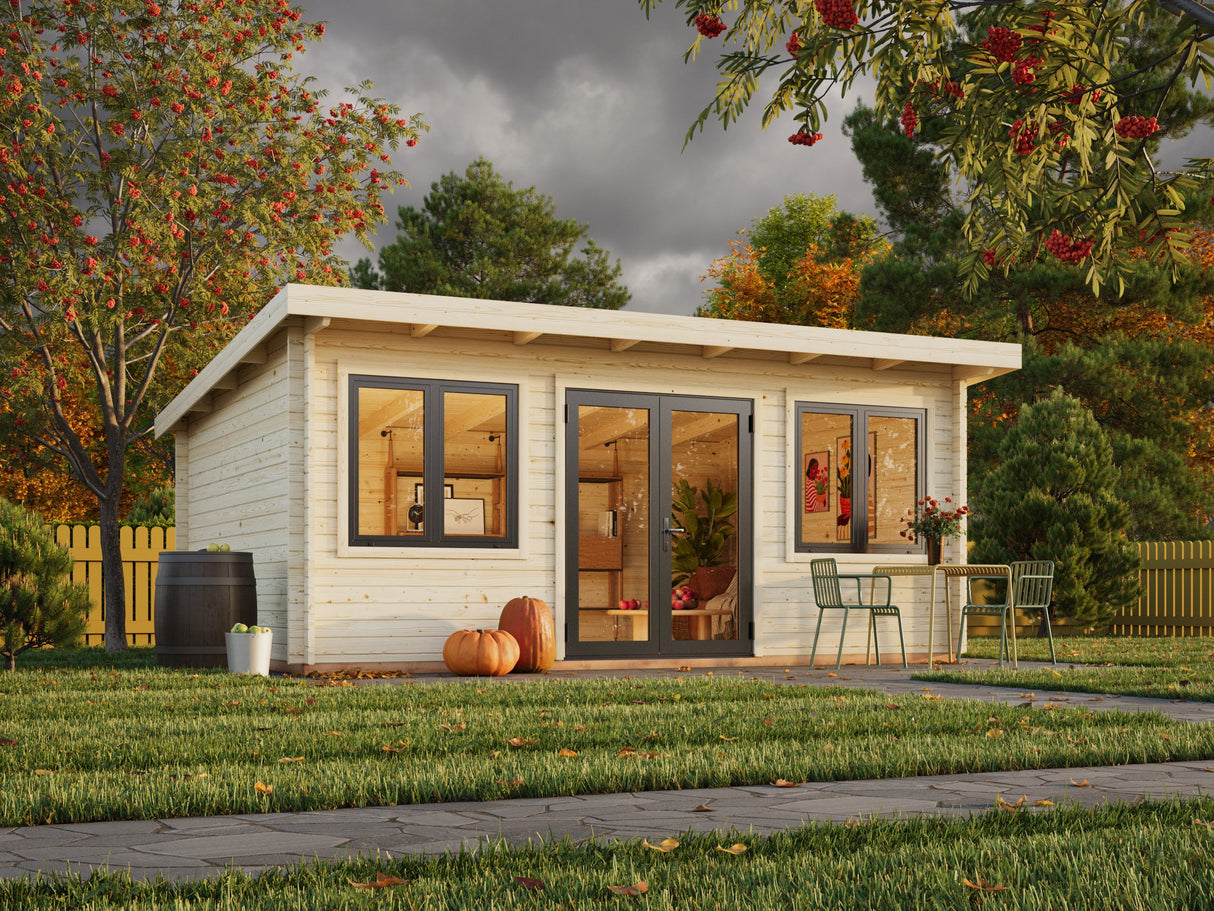 Lisandra L(5,5x4m|19,4m2|44mm ) Garden House with Aluminium Doors and Windows