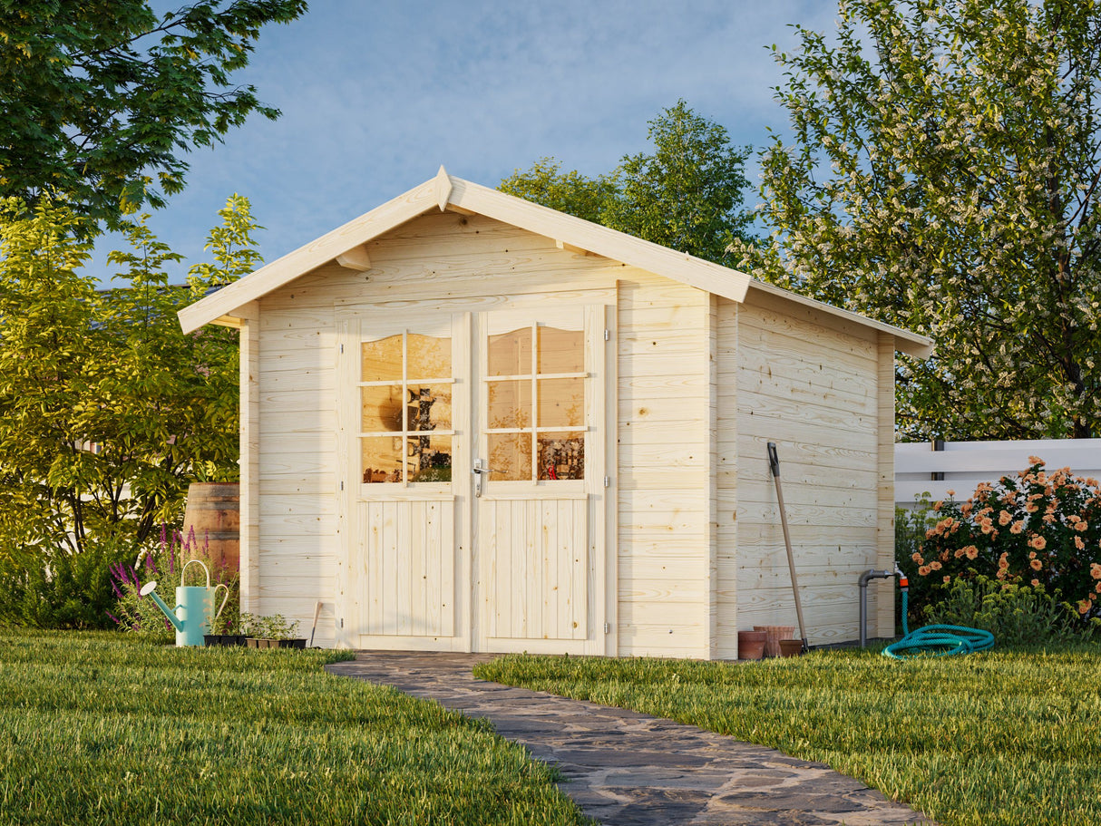 Lotta S (3x3m | 7.3m2 | 28mm) Garden Storage Log Cabin - Palmako UK