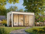 Serena 1 (4,2x3,2m|12,6m2|44mm ) Cubic Corner Log Cabin with Aluminium Doors and Windows(Double or Single Glazed) - Palmako UK