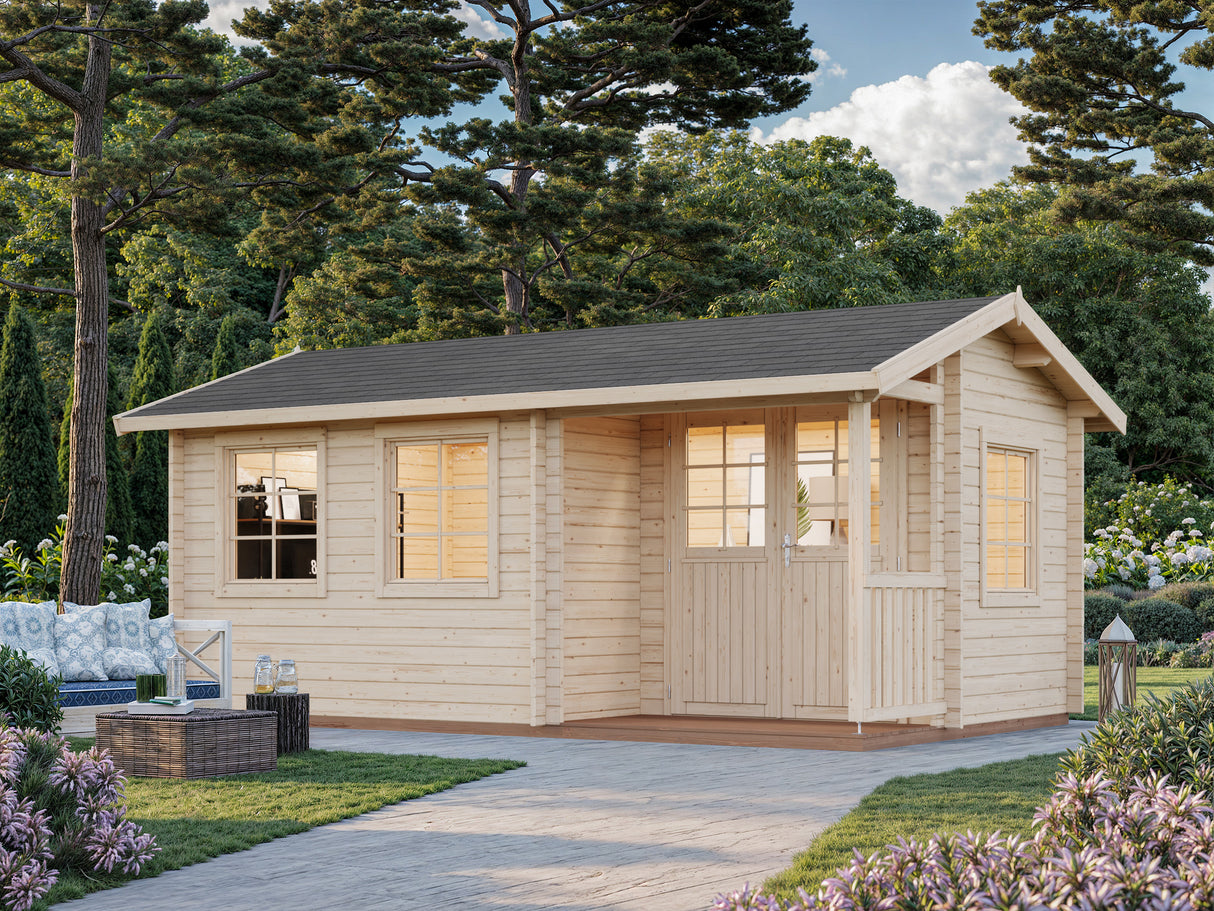 Susanna S (5.3x3.2m | 12.4m2 | 44mm) Traditional Homestead Log Cabin - Palmako UK