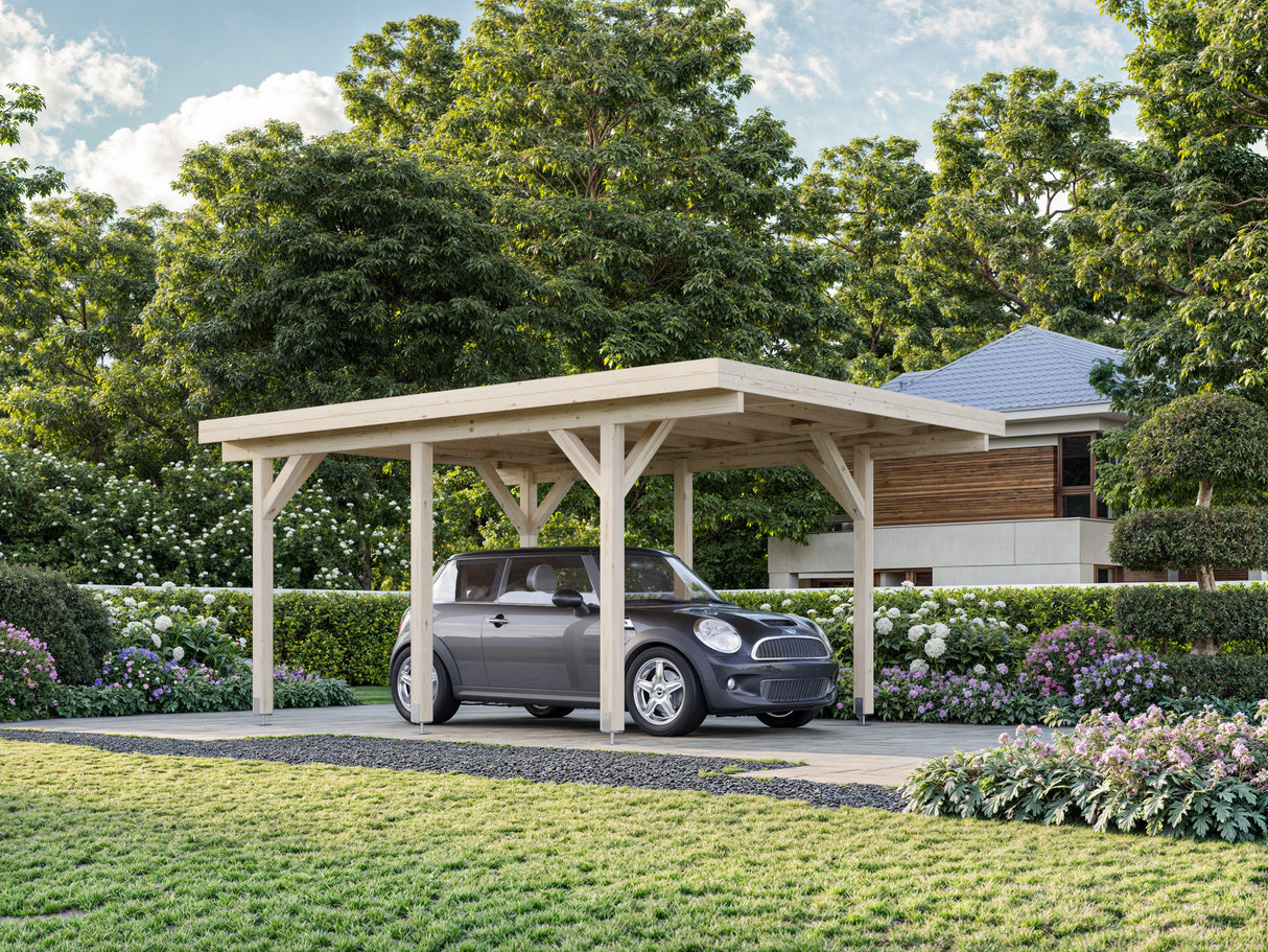 Karl S (3.6x5.1m | 11.7m2) Compact Flat Roof Carport or Garden Pavilion