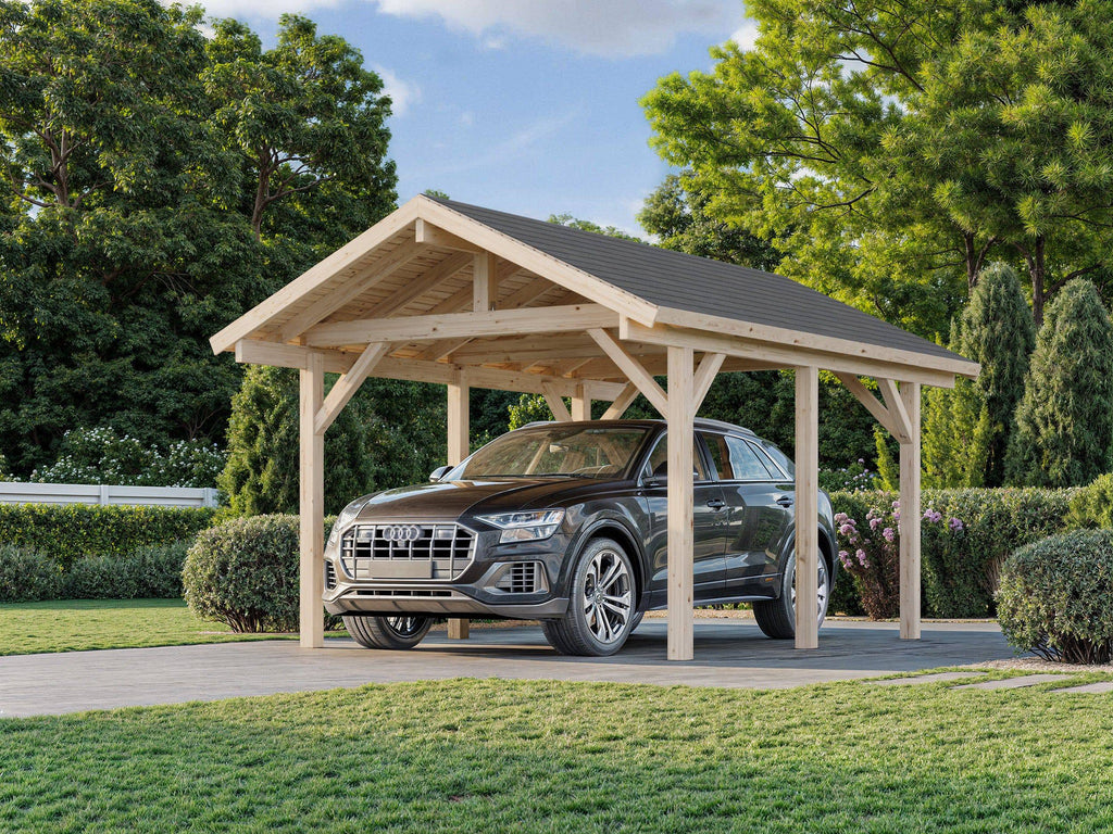 Robert S (3.2x3.7m | 11.7m2) Pitched Roof Timber Carport or Garden Pavilion - Palmako UK