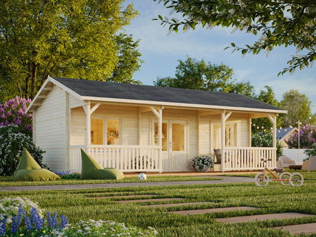 Sandra L (7.9x3.7m | 25.6+11.1m2 | 44mm) Multi-Room Log Cabin - Palmako UK