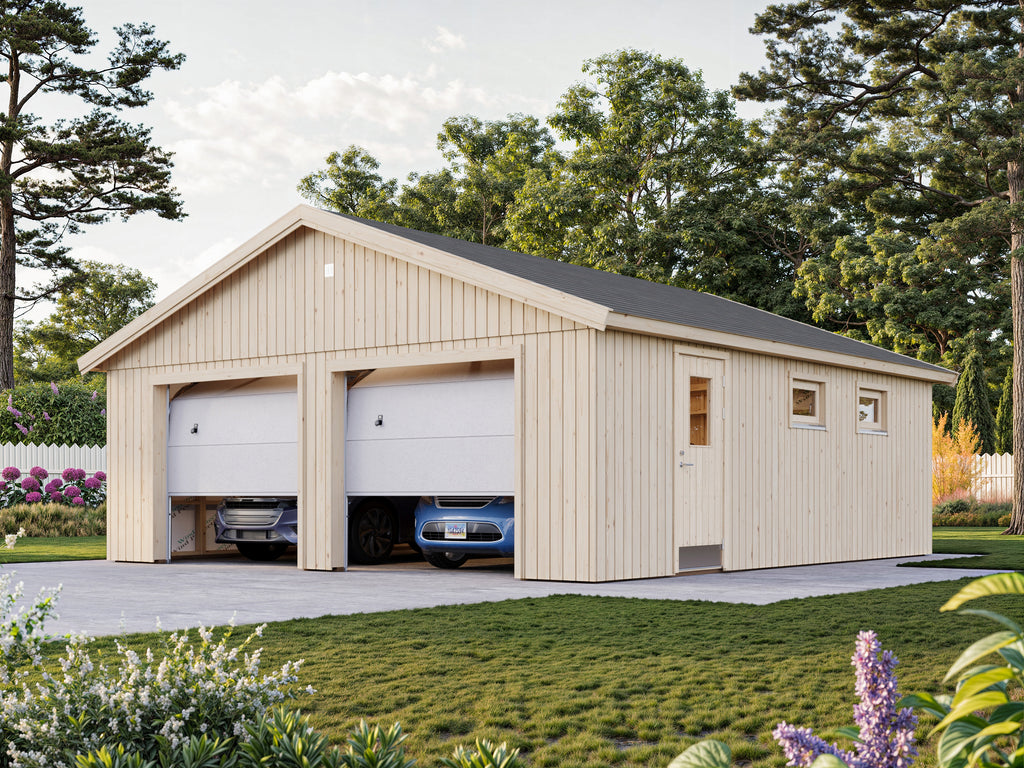 Andre L (6.7x7.4m | 44.7m2) Large Timber Double Garage with Sectional Doors - Palmako UK