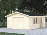 Roger S (4.7x5.7m | 23.9m2 | 44mm) Log Garage with Wooden Gate - Palmako UK