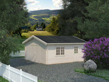 Roger L (5.6x5.6m | 27.7m2 | 70mm) Spacious Timber Log Garage with Wooden Gate