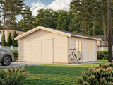 Roger L (5.6x5.6m | 27.7m2 | 70mm) Spacious Timber Log Garage with Wooden Gate - Palmako UK