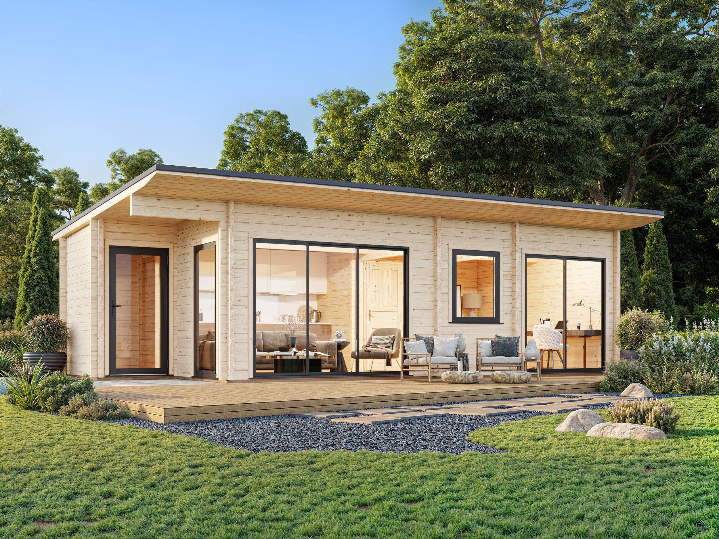 Cecilia XXL (9,1x4,4m | 32m2 | 70mm) Spacious 3-Room Modern Log Cottag