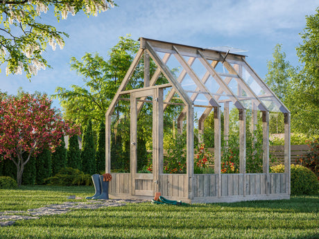 Emilia S (2.4x2.4m | 5.4m2 | 18mm) Compact Premium Greenhouse (Pressure Treated) - Palmako UK