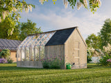 Emilia M+ (2,4x5,5m|8,2+4,0m2|18mm ) Greenhouse with Tool Shed - Pressure Treated - Palmako UK