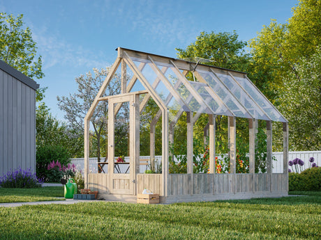 Emilia M (2.4x3.6m | 8.2m2 | 18mm) Modern Greenhouse (Pressure Treated) - Palmako UK