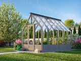 Emilia M (2.4x3.6m | 8.2m2 | 18mm) Modern Greenhouse (Painted Grey or Pressure Treated)