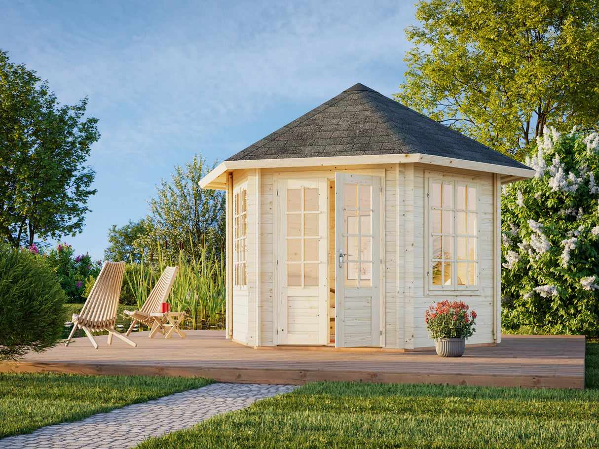 Hanna (3m diameter | 7.6m2 | 34mm) Hexagonal Timber Garden Pavilion