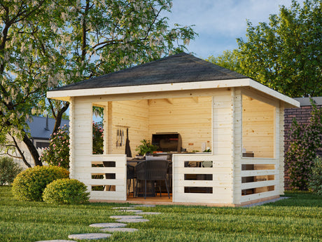 Julie (3.5x3.5m | 10.5m2 | 28mm) Timber Gazebo with Wind Protection - Palmako UK