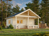 Leila 1 (5,4x3,4m | 17,5+7,3 m² | 70 mm) Log Sauna Cabin with Mezzanine Sleeping Loft