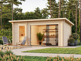 Sanna Sauna XL (5.2x2.9m | 12.8m2 | 44mm) Modern Sauna & Garden Room with Sliding Doors - Palmako UK
