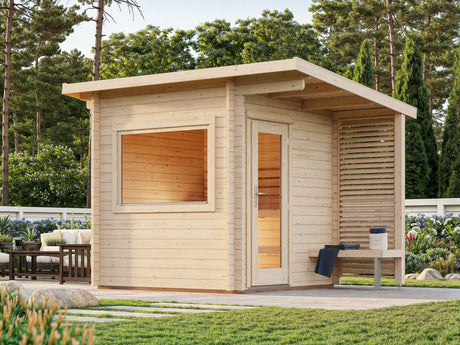 Sanna S (2.3x2.3m | 4.1 m2 | 44mm) Compact Outdoor Sauna - Palmako UK