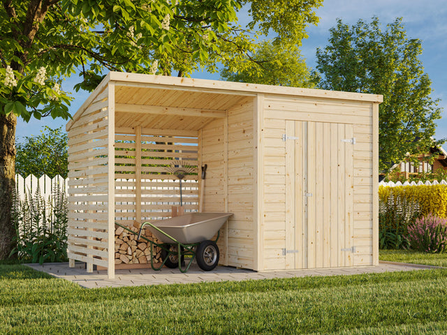 Leif L (3.7x1.7m | 3.0+2.9m2) Practical Garden Shed - Palmako UK